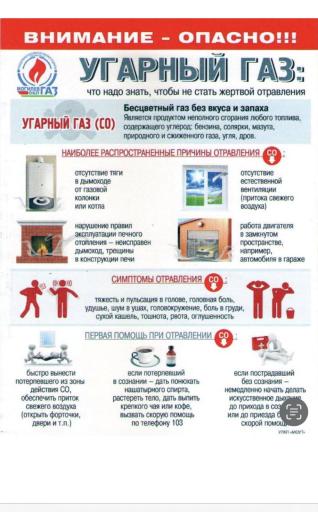 Памятка угарный газ