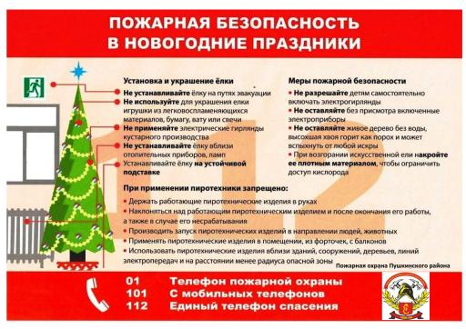 Памятка пожарная безопасность в новогодние праздни