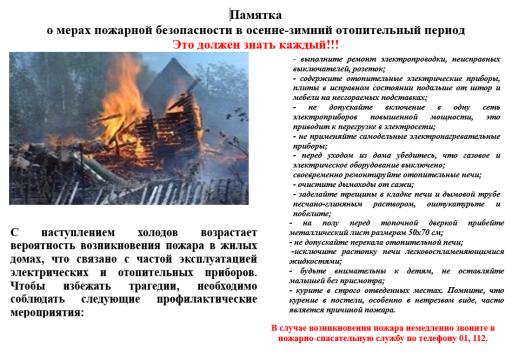 Памятка пожар